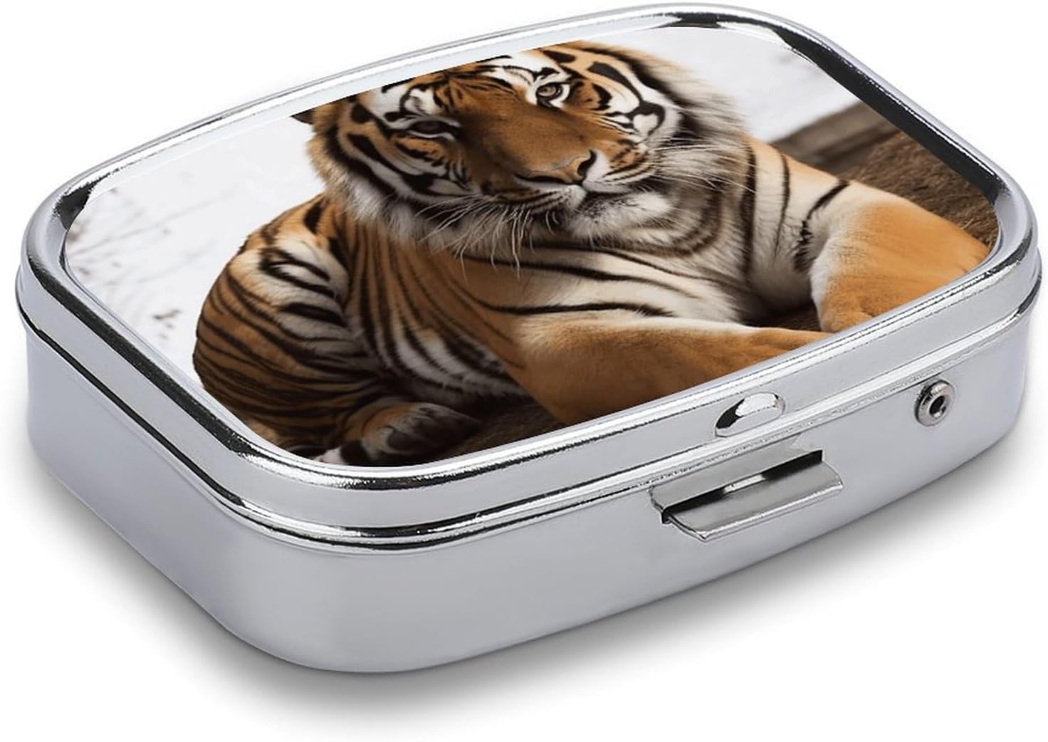 Big Tiger Square Pill Case, Metal Pill Organizer image 3