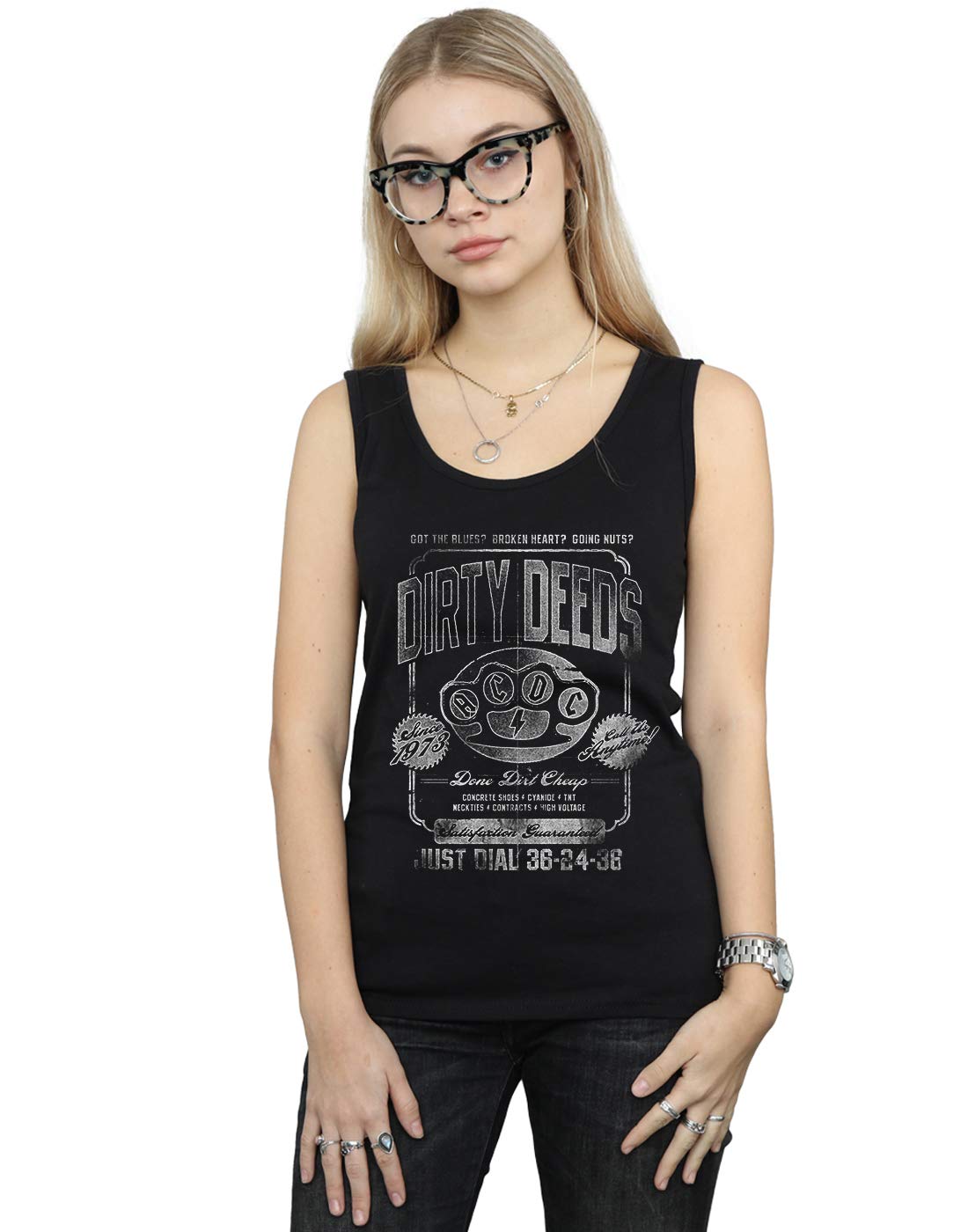 Absolute Cult Women's Black Ac/Dc Just Dial Vest Small