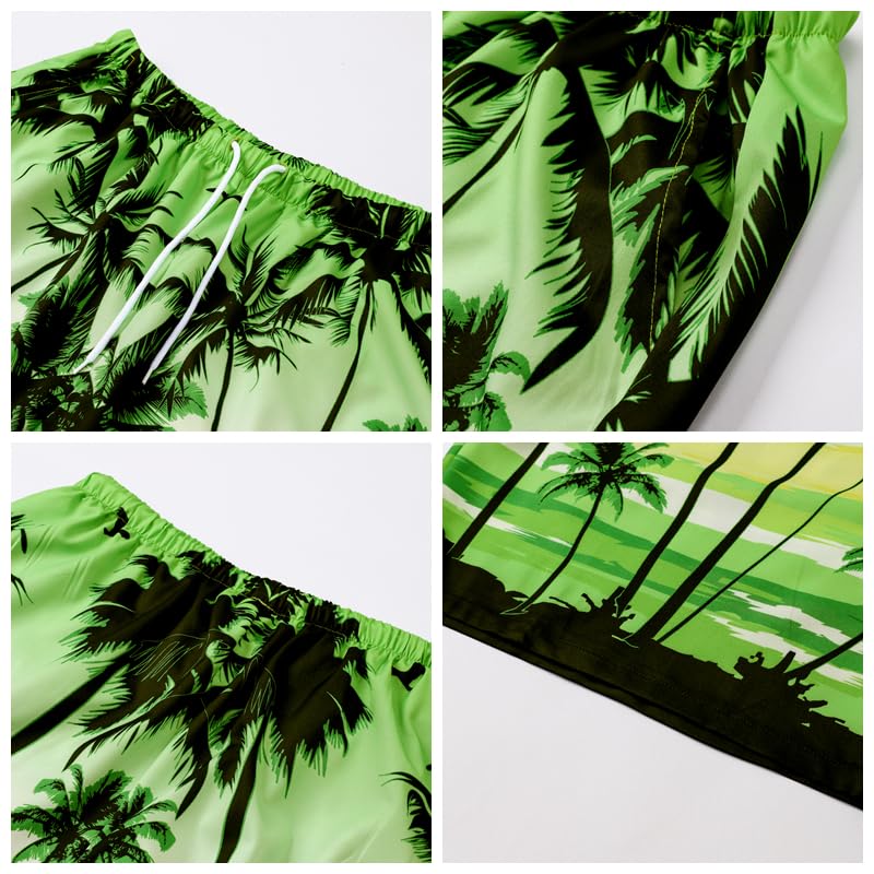 Image of Cromoncent Boy and Men Hawaiian Outfits Short Sleeve Shirts and Shorts Hawaiian Suits Beach Tropical 2 Pcs Vacation Sets