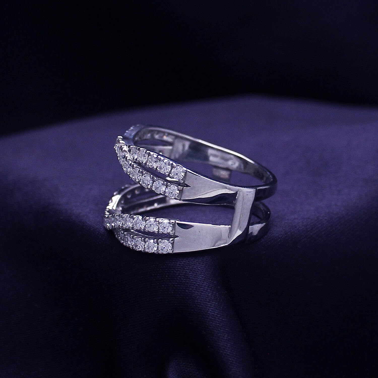 Enhancer Guard Ring for Women Round Lab Created Moissanite or Lab Grown Diamond Double Infinity Wedding Band Stacking Ring in 14K Gold Over Sterling Silver Jewelry Gift for Her - Image 5