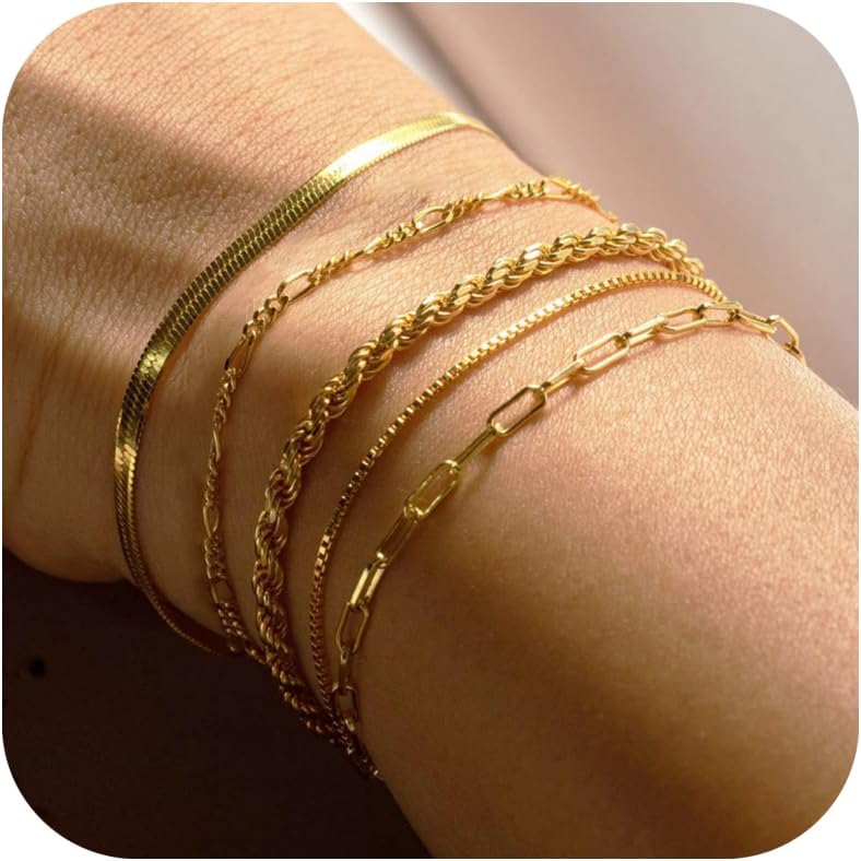 14k gold link bracelets for women trendy waterproof wristband