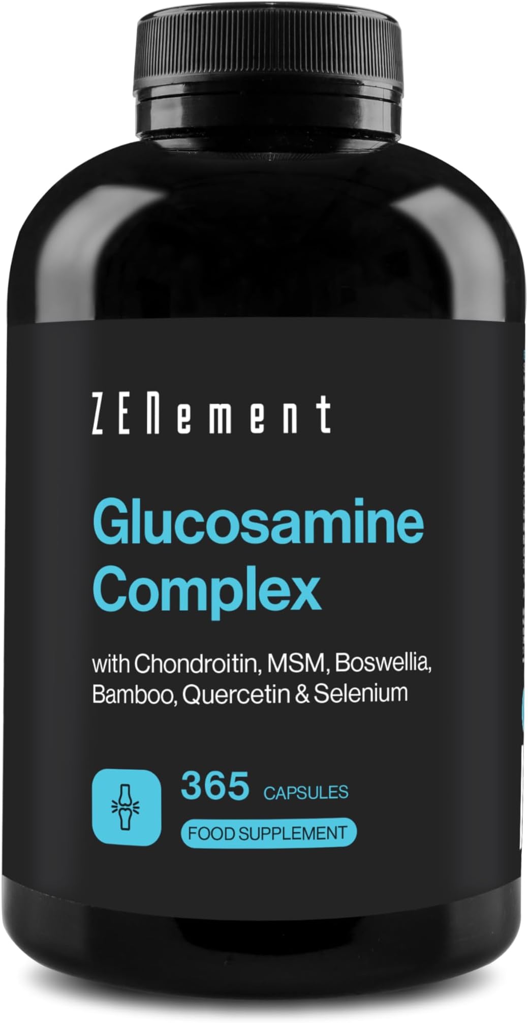 Glucosamine Complex with Chondroitin, MSM, Boswellia, Bamboo, Quercetin & Selenium - 365 Capsules, Capsule Format - No Additives, Non-GMO - Zenement