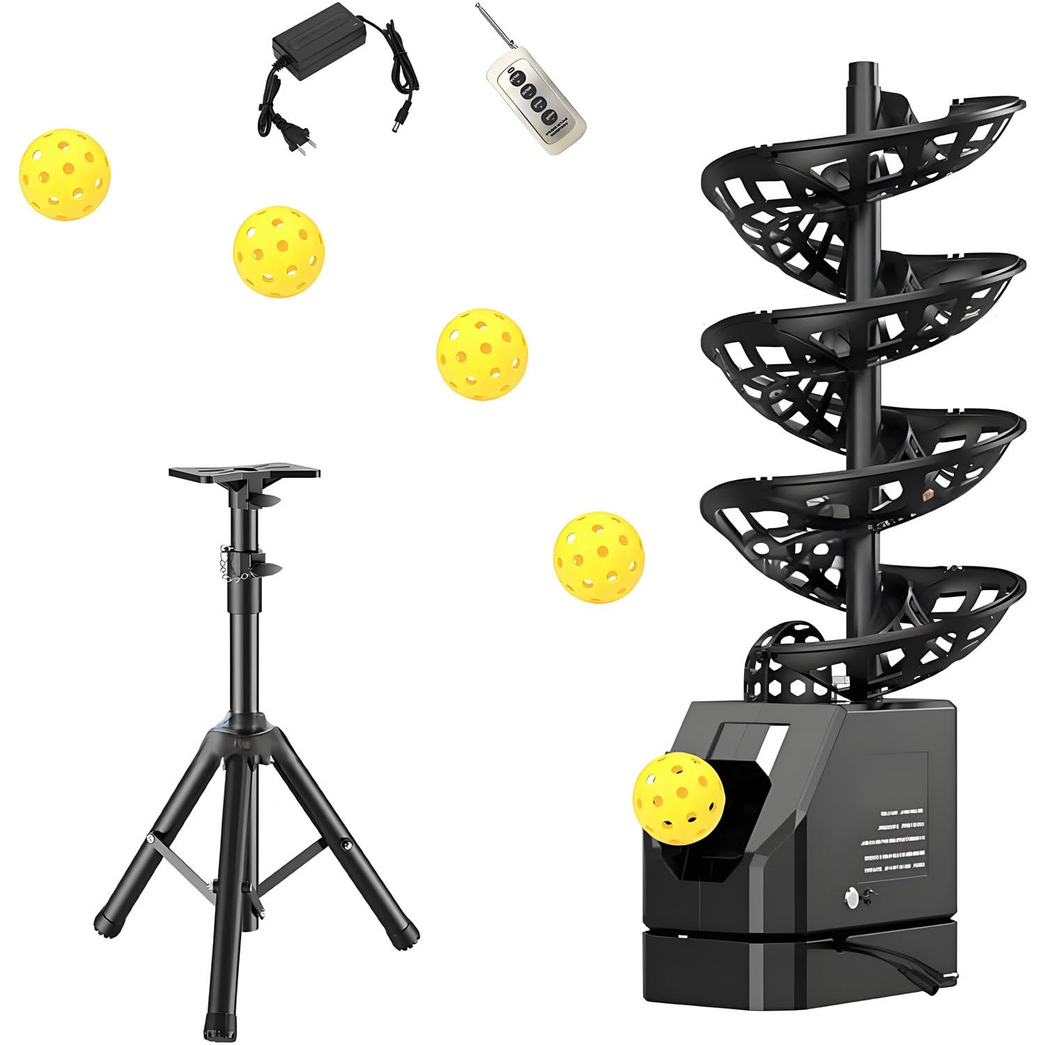 Macchina Servizio Tennis treppiede Regolabile 60-105cm | Altezza modificabile per dritti e volée. Telecomando pratico per uso autonomo.