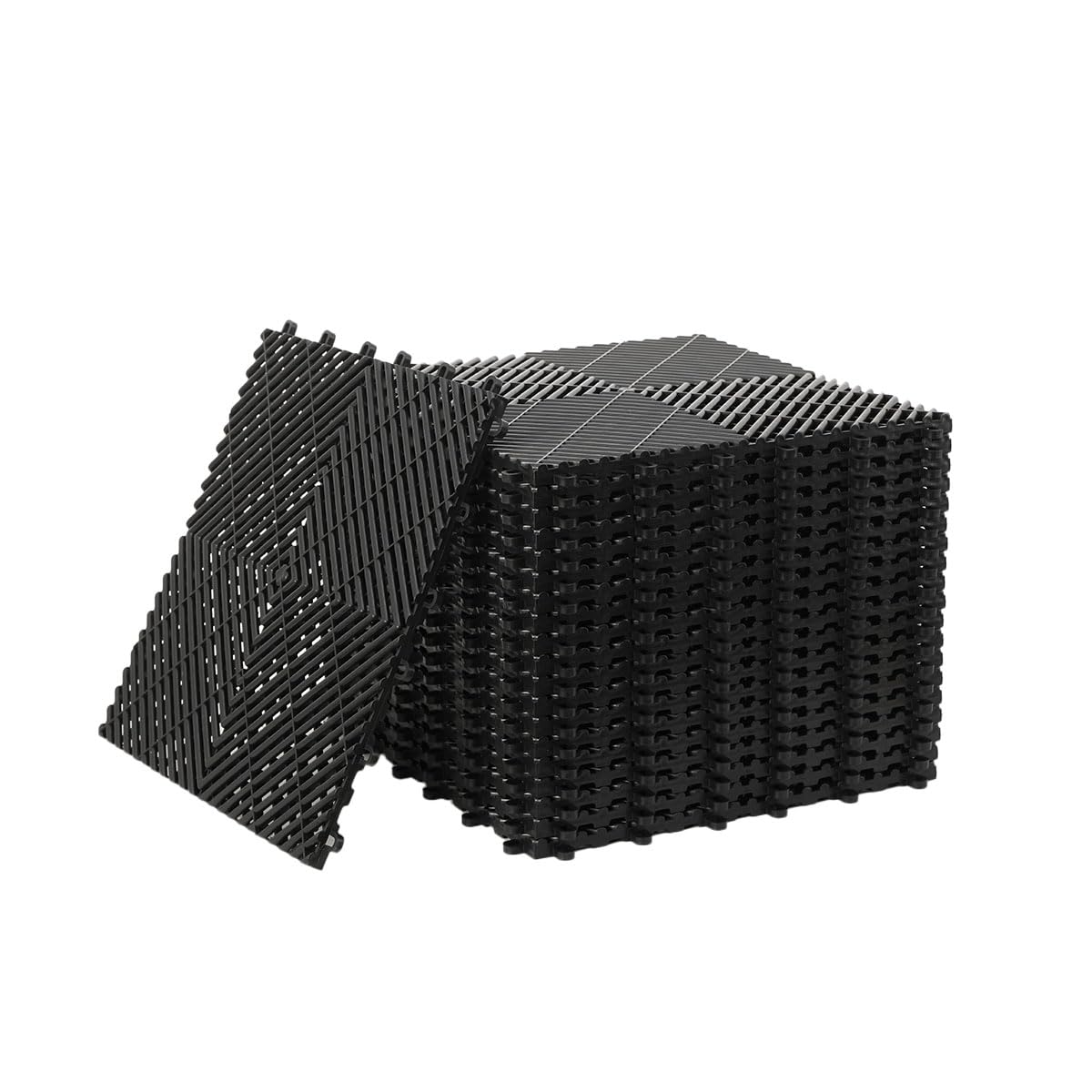 Lot de 20 Dalles de Jardin Piscine 40x40x1,8 cm Noir Dalle Clipsable Ajourée Antidérapante en PVC Drainage Rapide Revêtements de Sol Extérieur Intérieur pour Terrasse Cuisine Spa Salle de Bain
