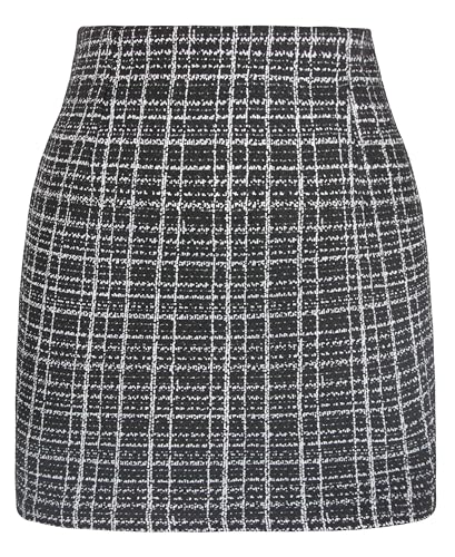 Ellames Women's Mini Club Skirt Basic Bodycon High Waist Pencil Skirts with Slit