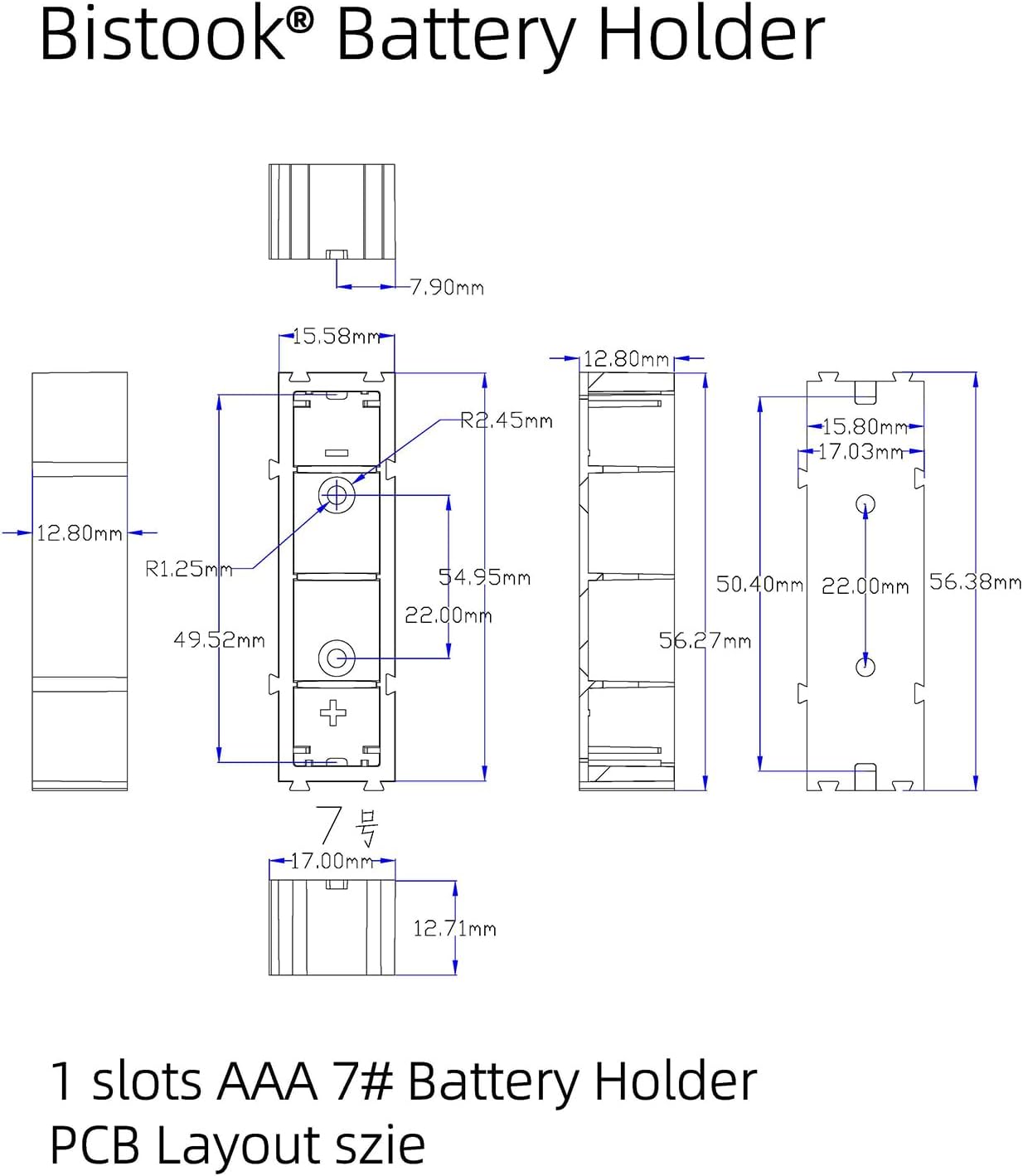 10-Pack AAA Battery Holder, Interlockable 1-Slot Design, Series & Parallel Customizable, PCB & DIY Electronics Project Case for Rechargeable Batteries