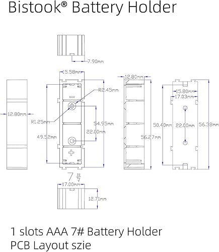 Miniatura 6 de Bistook 10 piezas de PCB 1 ranura, 1 x 1.5 V AAA batería clip de resorte negro caja de plástico negro para batería se puede combinar libremente