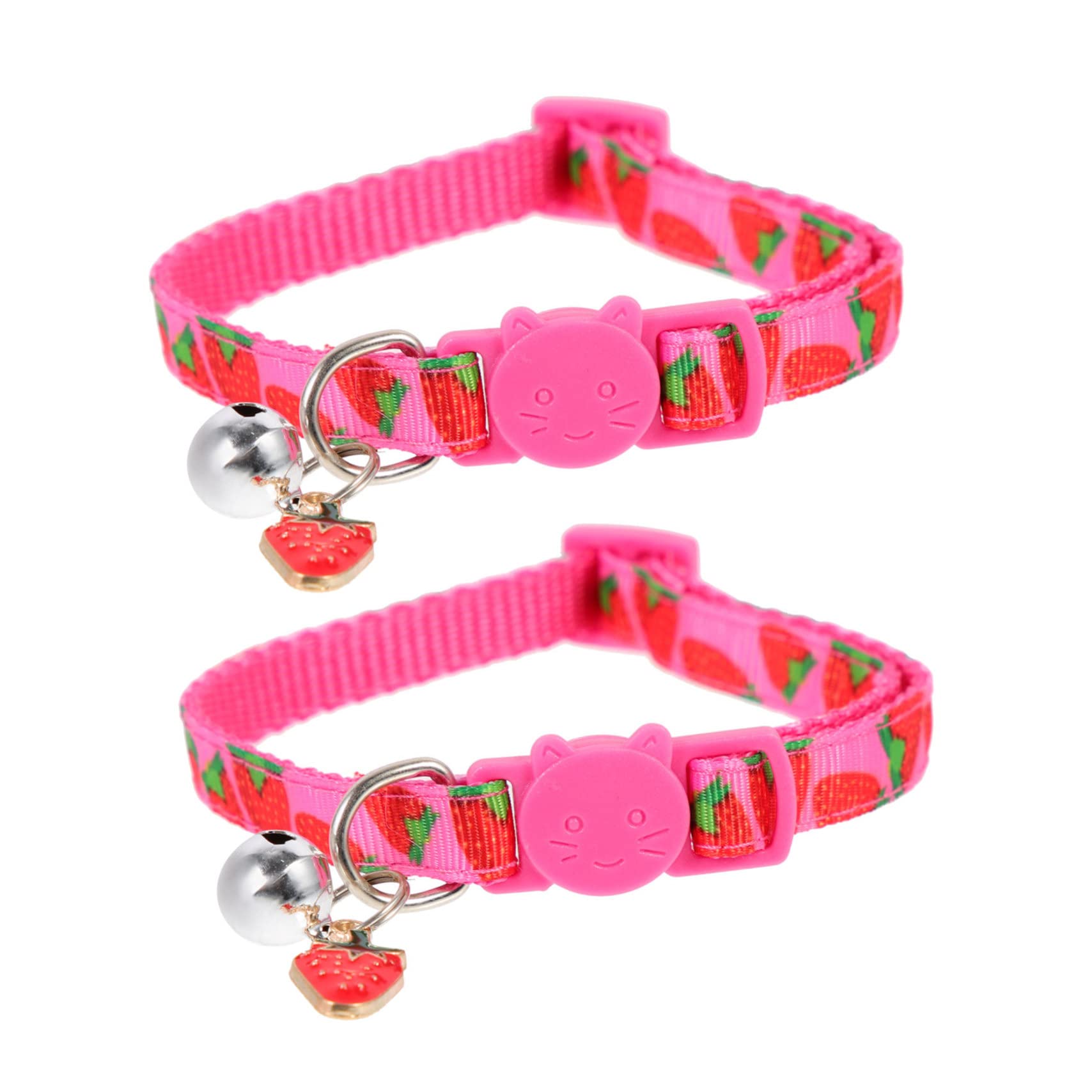 Angoily 2pcs Pet Fruit Collar Kitten Collar Bowtie Cute Cat Collar Cat Collar Bells Breakaway Neck Strap Pet Collar Strawberry Cat Collar Turban Scarf Lightweight Charm Necklace Polyester