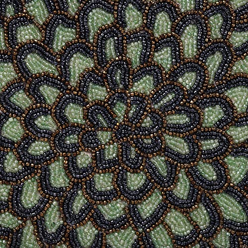 Beaded Table Mat, Coffee Table Beaded Mat, Placement Mats For Dining Table Beaded, Beaded Placemats For Dining Table, Beaded Charger Plates -13 Inches (Single Pack) - Light Green/Navy #TOP2