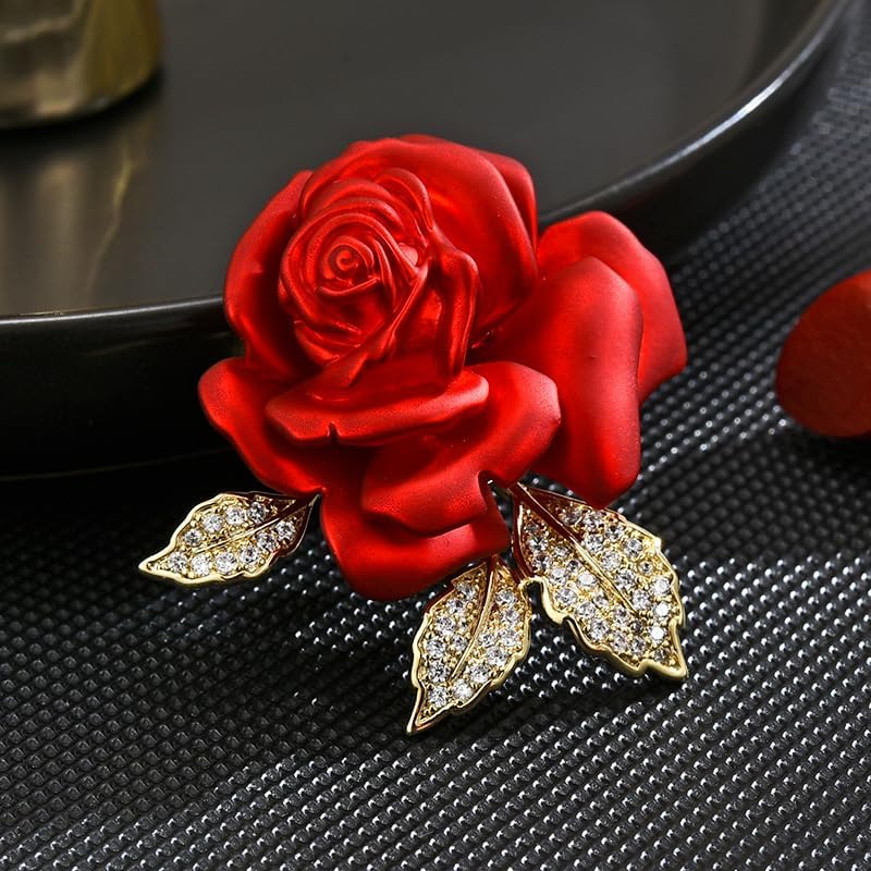 Image of Red Rose Flower Brooches and Pins for Women Costume Jewelry Brooch Pins Broches Jewelry for Women Elegant Lady Pin