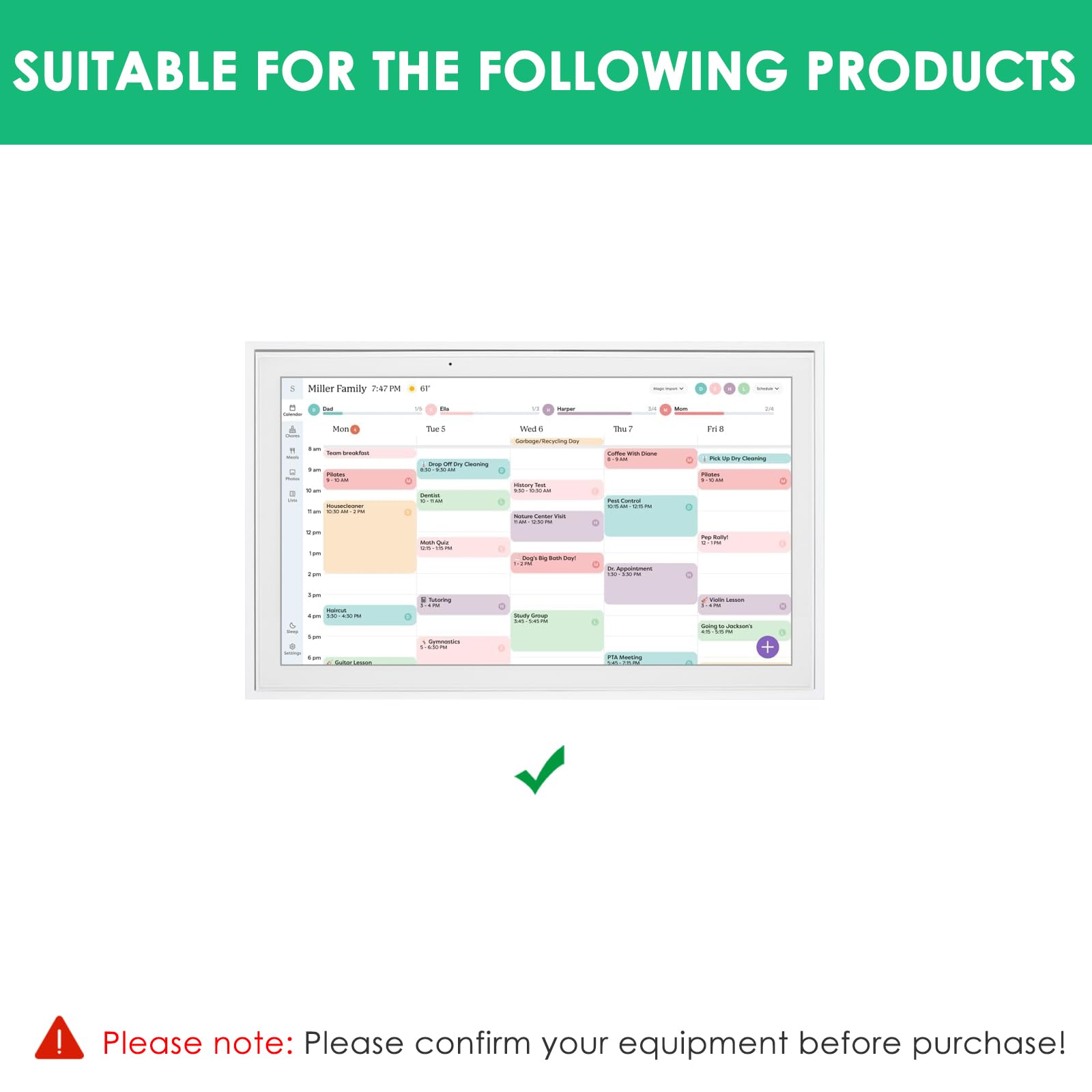Mrgru Cargador de repuesto para calendario Skylight 860004165262 compatible con Skylight planificador de pared de 15 pulgadas, calendario digital y adaptador de fuente de alimentación de tabla de