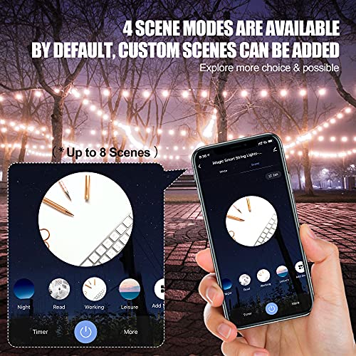 Imagic Outdoor String Lights, Warm White Patio Lights Smart String Lights, Compatible With Alexa/Google Assistant, App Control, 2.4 Ghz Only, Ip65 Waterproof, Meet To U.s. Standards #TOP2