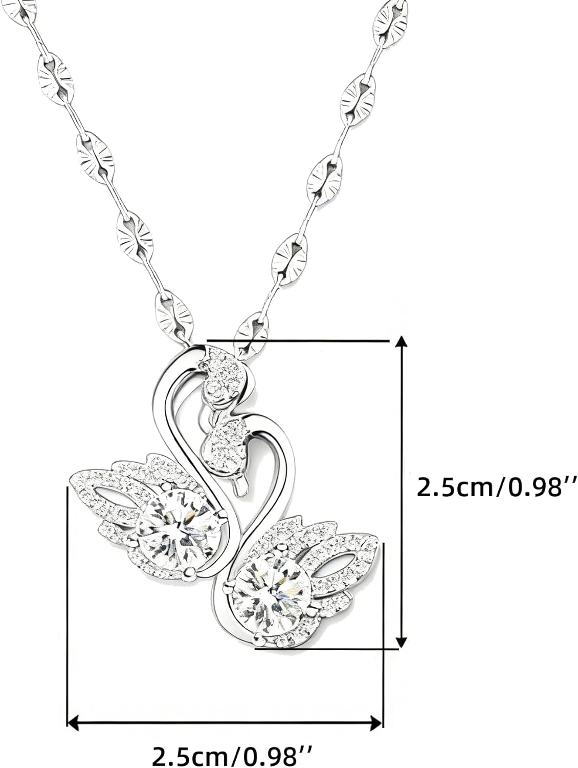 14K White Gold Plated Cubic Zirconia Necklace for Women Choker Imitation Diamond Pendant Fashion Pendant Chain Necklace Women Jewelry Gift Birthday Gifts - Image 5