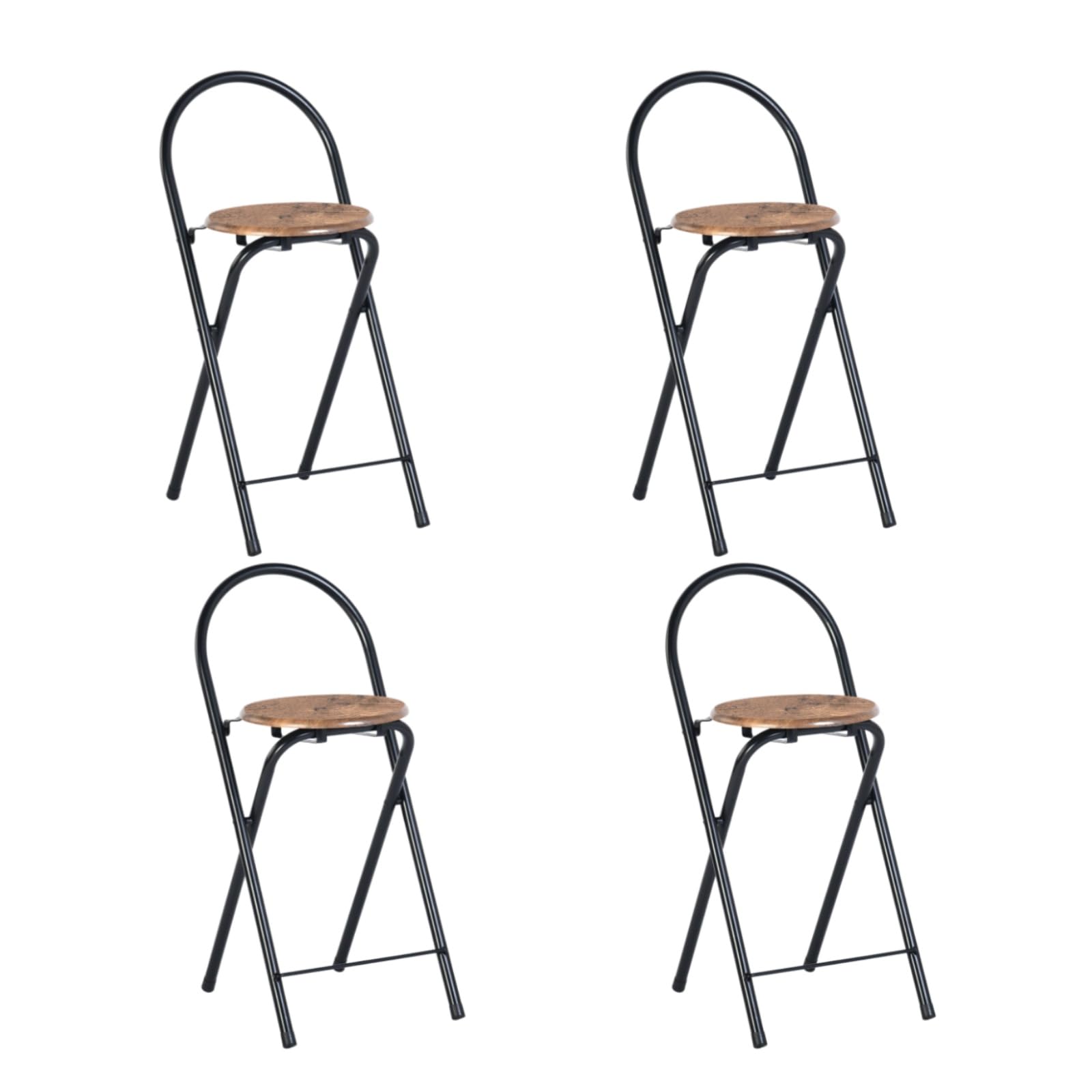 Set di 4 sgabelli da bar pieghevoli pieghevoli con schienale e sedia da bar, sgabello pieghevole, sgabello pieghevole, portatile, per bar, cucina, balcone, giardino, altezza seduta 55,5 cm,