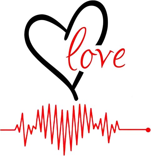 Miniatura 2 de BIBITIME Calcomanía de pared con electrocardiograma de corazón negro grande y rojo, con citas, para el Día de la Madre, Día de San Valentín,