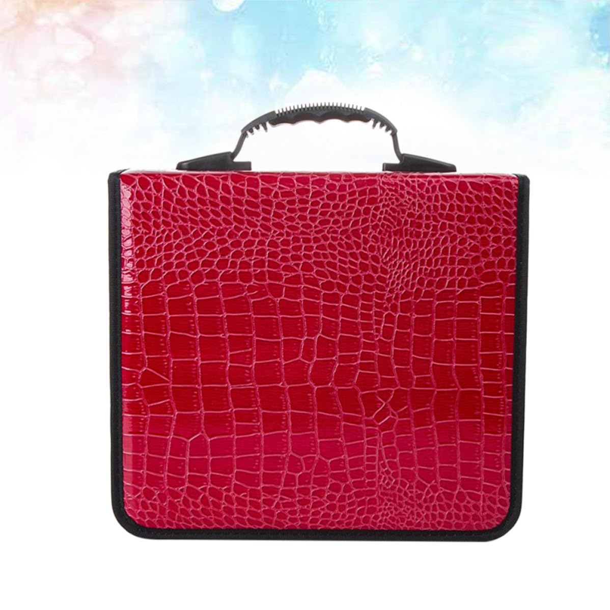 Gatuida 2 Pezzi CD Bag in Pu Rosso capacità 400 CD Chiusura a Cerniera Manico Ergonomico e Dvd per Auto e Casa