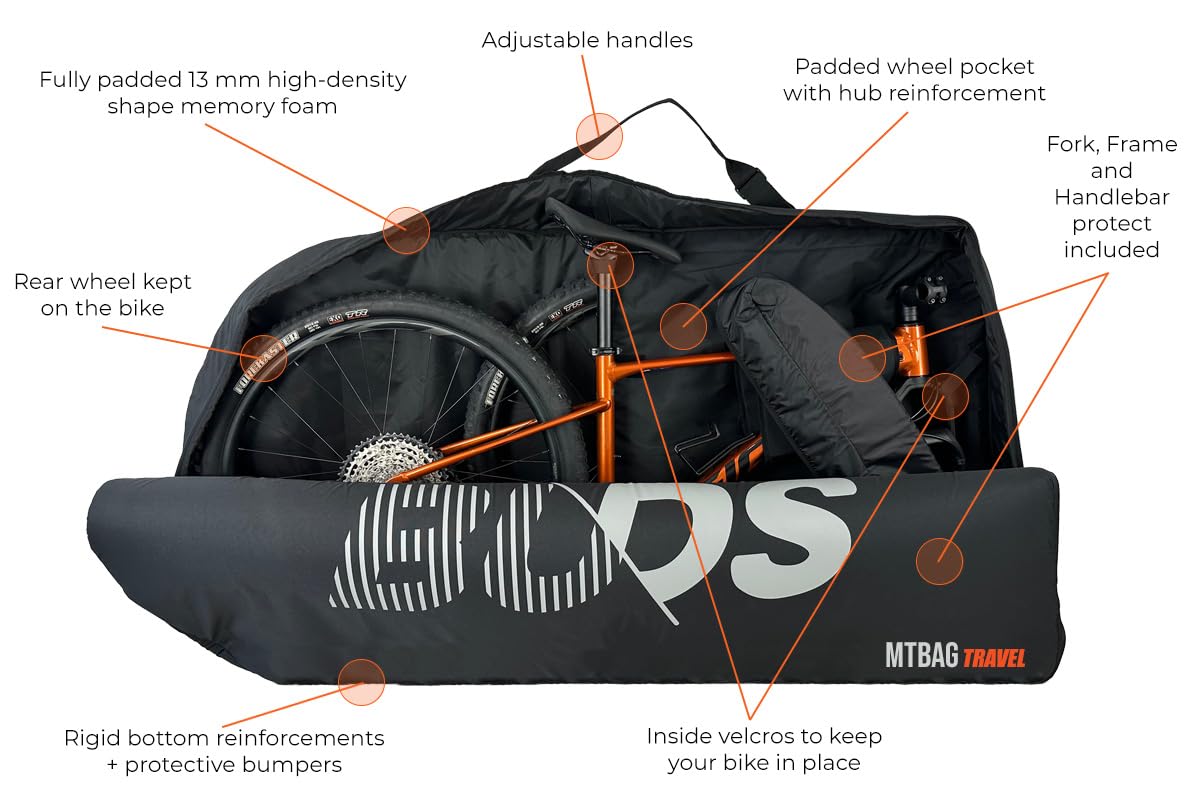 Nowy W pełni wyściełany pokrowiec transportowy MTBag Travel Buds-Sports bez demontażu tylnego koła