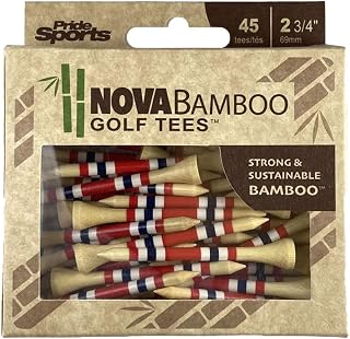 Pride Nova Bamboo Golf Tees - 45 Pack 2/3/4" Red/White/Blue