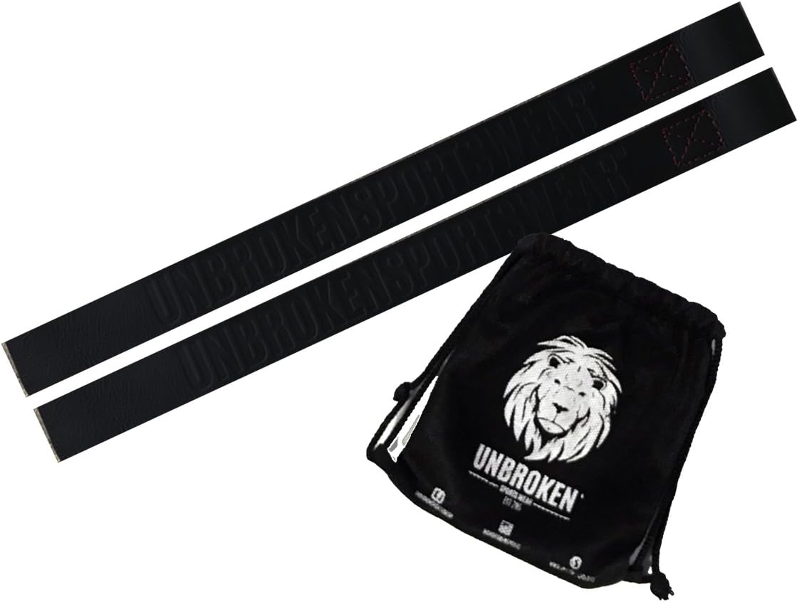 Unbroken Weight Lifting Straps - 100% Heavy Duty Leather - Power Hand Bar Straps Wrist Wraps, WEIGHTLIFTING, DEADLIFTS - Strength Training Workout Exercise Fitness Straps