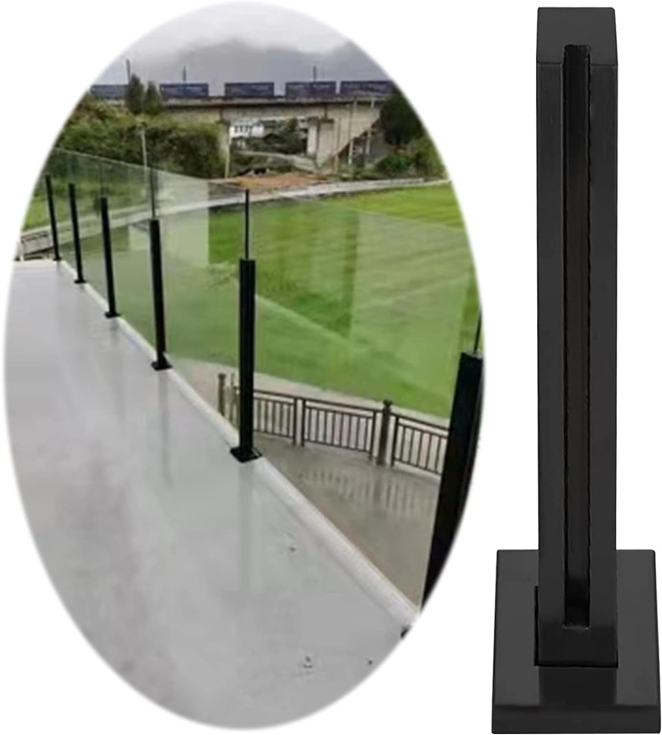 Poste de panel de vidrio de alta resistencia y tubo cuadrado para patio