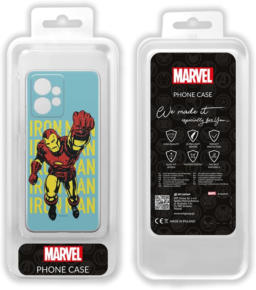 ERT GROUP Mobile Phone case for Xiaomi REDMI Note 12 4G Original and Officially Licensed Marvel Pattern Iron Man 009 optimally adapted to The Shape of The Mobile Phone, case Made of TPU