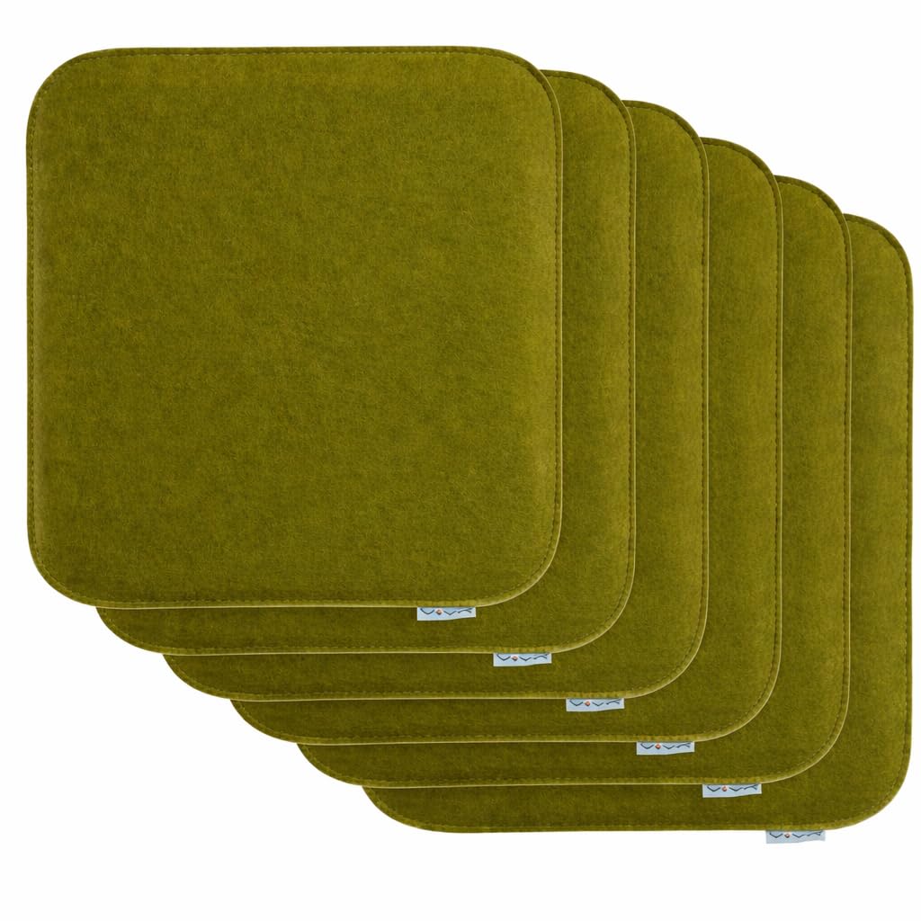 Cuscino per sedia in feltro 35 x 35 x 2 cm verde scuro 6 pezzi
