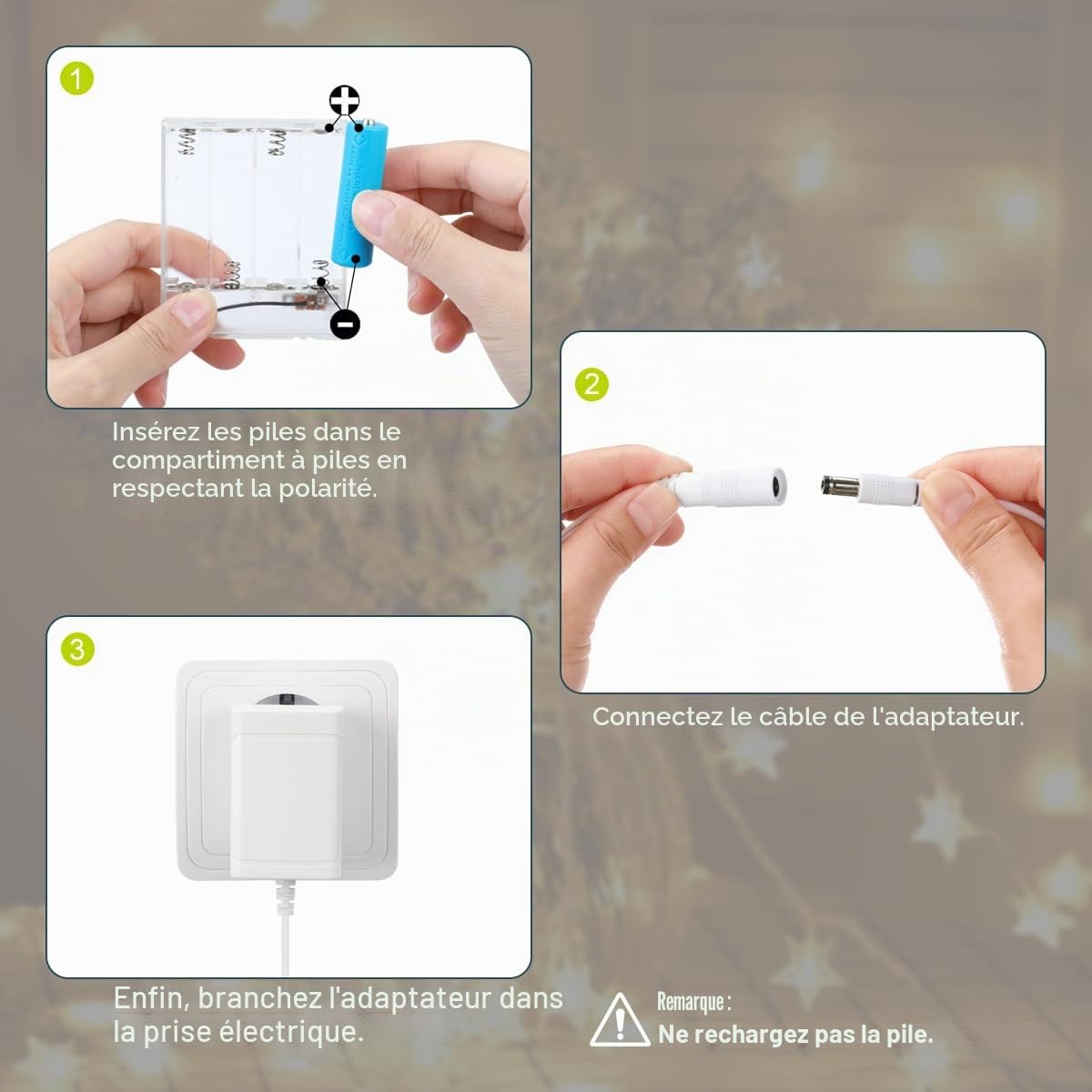 Lenink eliminateur de Pile AA, Remplace 4 Piles AA/LR6, Compatible avec Nuki Smart Lock Go, OMRON tensiometre Bras, Réveil numérique, VTech - Music'Kid, Station météo, décoration de Jour de Noël