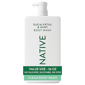 Native Body Wash for Women & Men, Eucalyptus & Mint, 36 oz Pump Bottle, Sulfate-Free & Gentle for All Skin Types