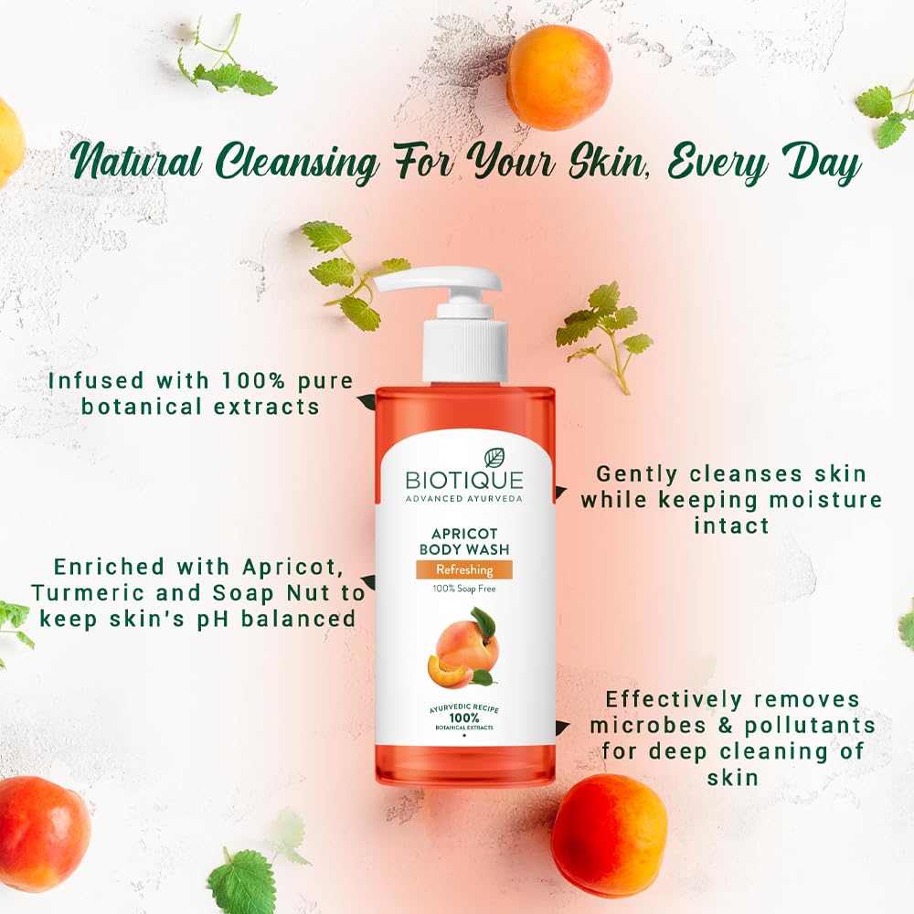 Biotique Bio Apricot Refreshing Body Wash | Keeps Skin Fresh and Clean | Brightens Skin and Reducing Dark Spots | 100% Botanical Extracts | Suitable for All Skin Types | 300ml 3
