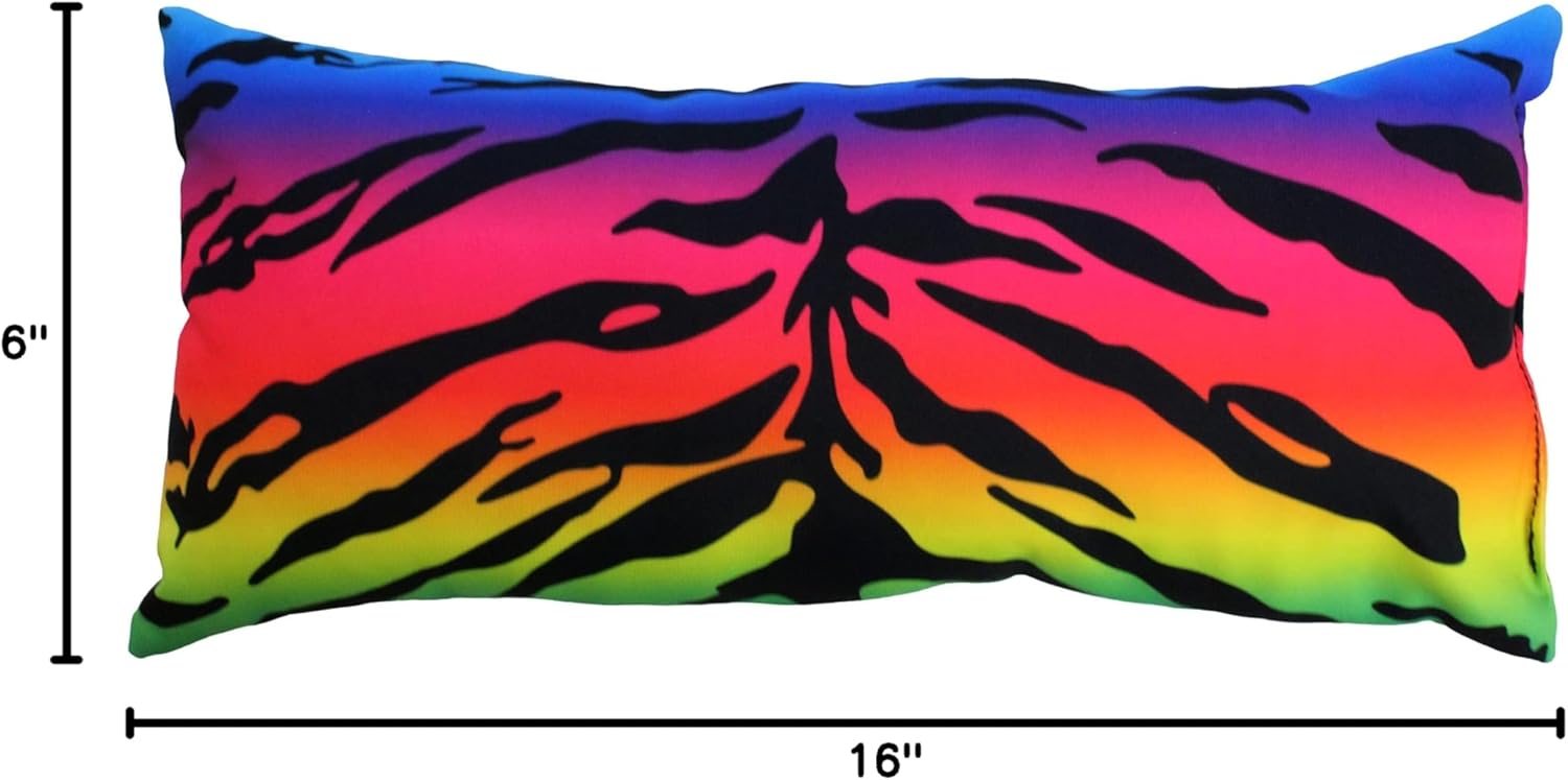 College Covers Animal Print Pillows Decorative Pillow, 16" X 6", Tiger Rainbow Gradient