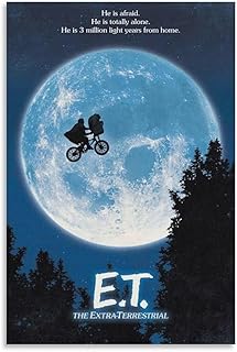 映画ポスター E.T. The Extra-terrestrial キャンバス 芸術 ポスター 壁アート 画像 印刷 現代 寝室 装飾 ポスター ホームアートワーク24x36inch(60x90cm)