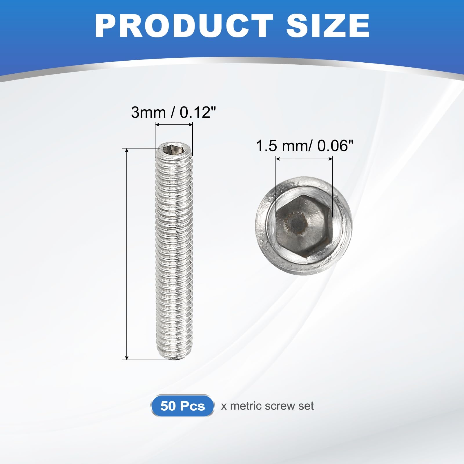 PATIKIL 50 Pcs Hex Socket Grub Screw - Image 2