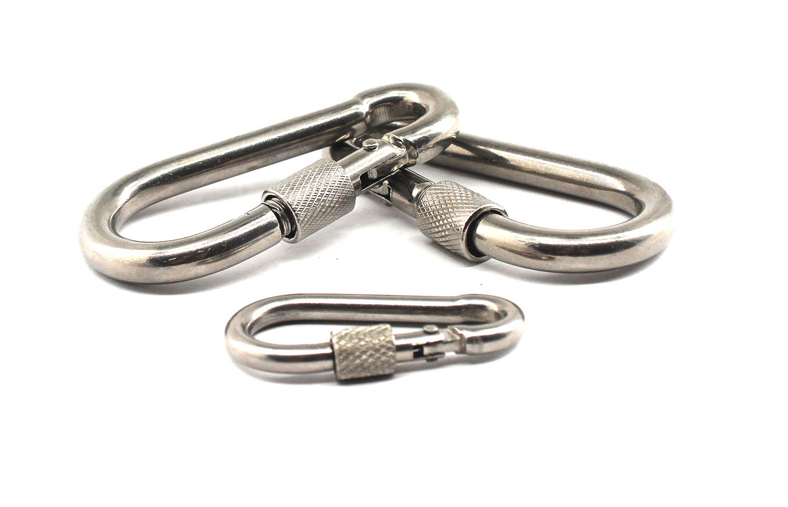 SENENQU 12 Pezzi - M6 Moschettone Acciaio Inox 6x60 mm Gancio a Moschettoni Piccolo Portata 200 kg/440 lb, per Campeggio Altalene - 60mm x 6 mm