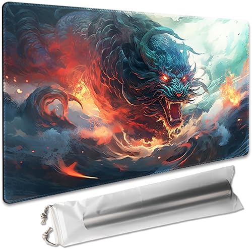 Juego de mesa prémium de 24 x 14 pulgadas, tapete de juego MTG compatible con OCG CCG RPG TCG Playmat (Rebellion Dragons)