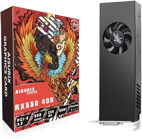 AISURIX Tarjeta gráfica RX 550 de 4 GB, tarjeta gráfica LP GDDR5 de 128 bits para computadora con puertos HDMIDVI, tarjeta gráfica DirectX 12 PCI