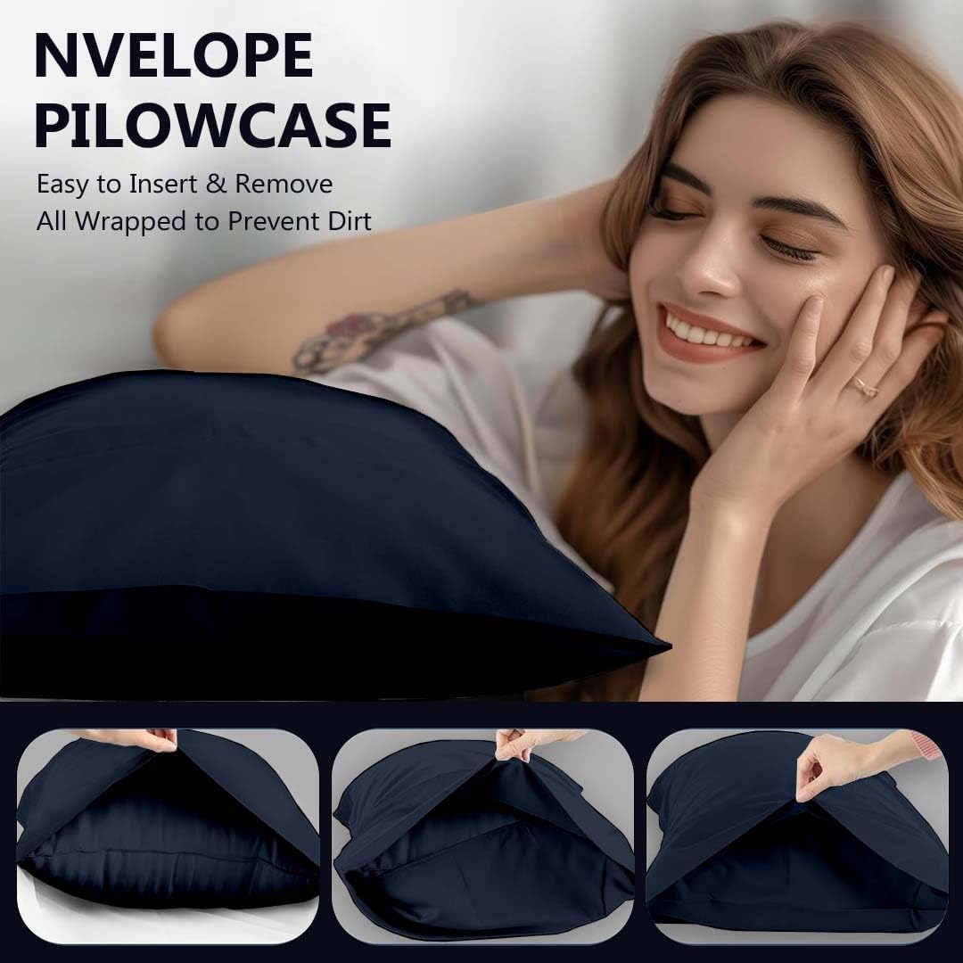 KRISHNA Cot Sheets 30" x 75" 4-Piece Soft Breathable Cot Sheet, 100% Brushed Microfiber, Fits Up to 10 Inch Deep Pocket Mattress, Narrow Twin/Camp Bunk/Rv Bunk/Guest Beds/Trifold Mattress, Navy Blue