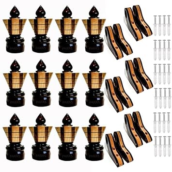 Paras | Wooden Curtain Bracket with Finials for 1 Inch/25 mm Rod - J2-127-6Set Pack of 24 (12 Finial and 12 Support)