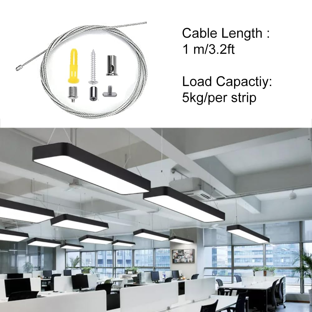 Kit Sospensione Per Pannelli LED 10 Pezzi – Cavo Regolabile In Acciaio Inox 300 Cm Per Lampade E Plafoniere