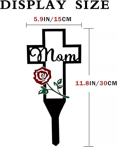 Miniatura 5 de LIBOOI Estaca de metal con cruz de jardín, decoración junto a la tumba para cementerio, cementerio conmemorativo con estaca de cruz de metal, pila