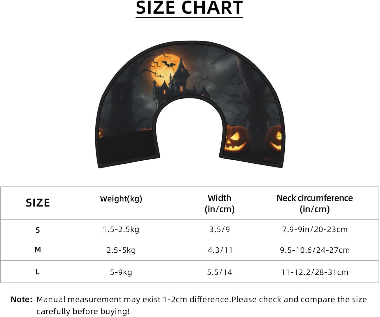 Halloween Horror Print Cat Cone Collar, Adjustable Elizabethan Collar, Soft Dog Recovery Collars, for Small Large Cats