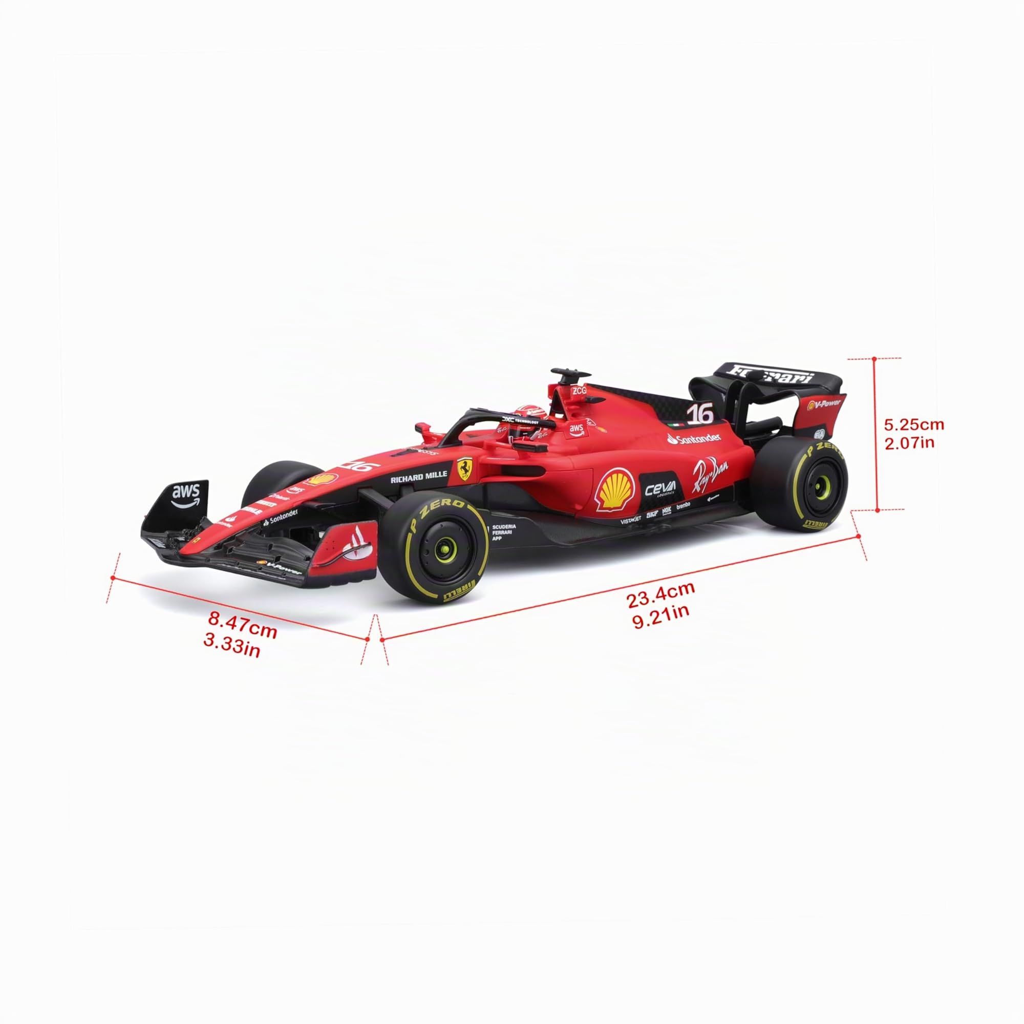 MAISTO TECH - Véhicule radiocommandé Ferrari SF-23 Leclerc à l'échelle 1:24, RC 2,4 GHz avec Batterie au Lithium et Direction Semi-proportionnelle, Licence Officielle Ferrari