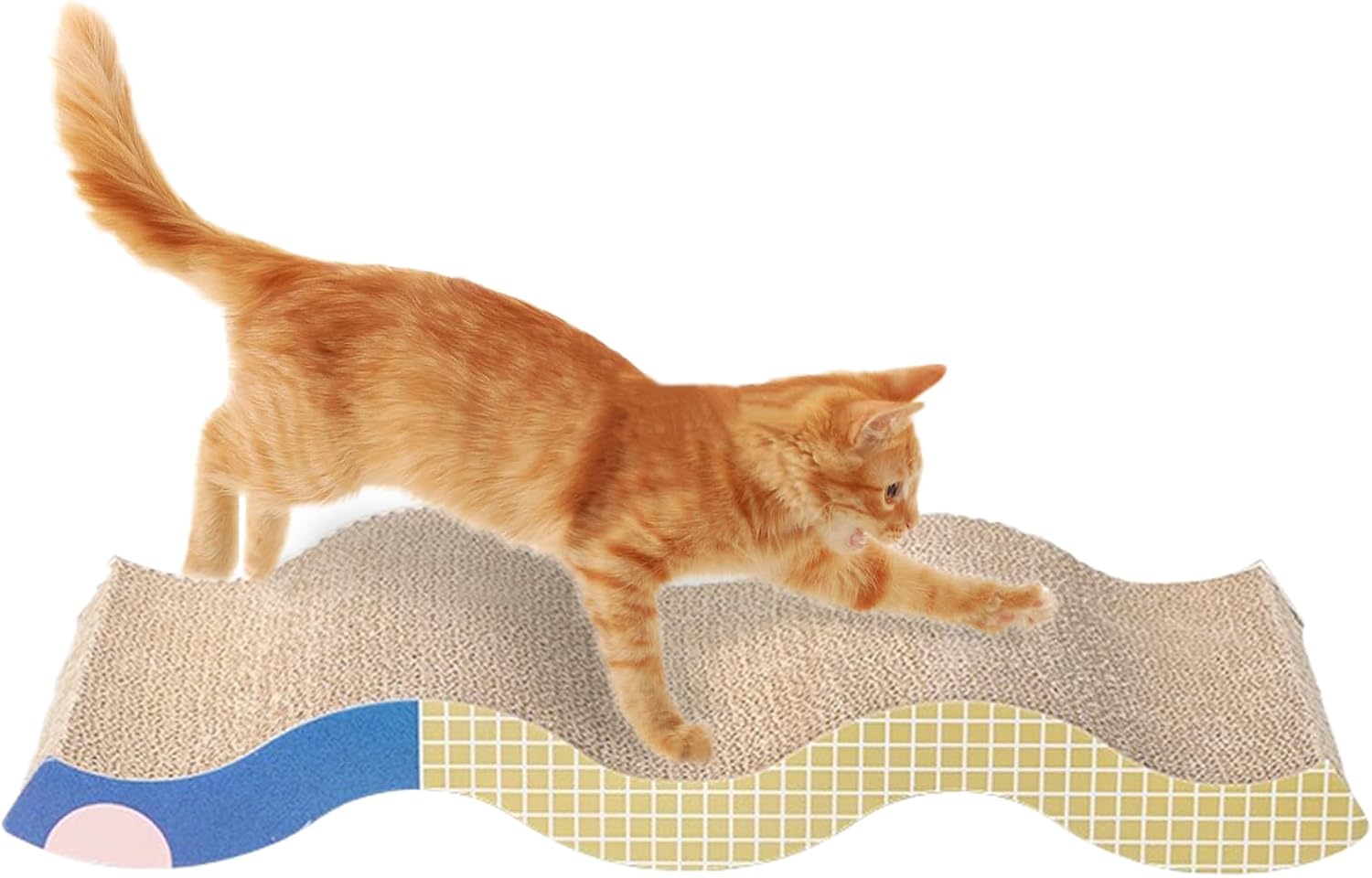 Cat Scratcher Board - Interactive Lounge, Furniture Floor Protector, Indoor Pet Kitten Play, Mental Physical Exercise Toy, Cat Scratching Accessory, for Cats Kittens Indoor Use