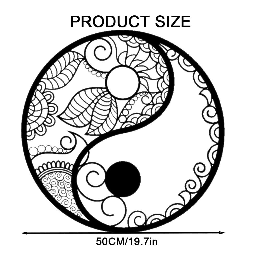 WINBST Yin Yang Decoración Pared Metal - Símbolo Tai Chi Sol Y Luna Para Yoga, Salón O Dormitorio 29x29cm