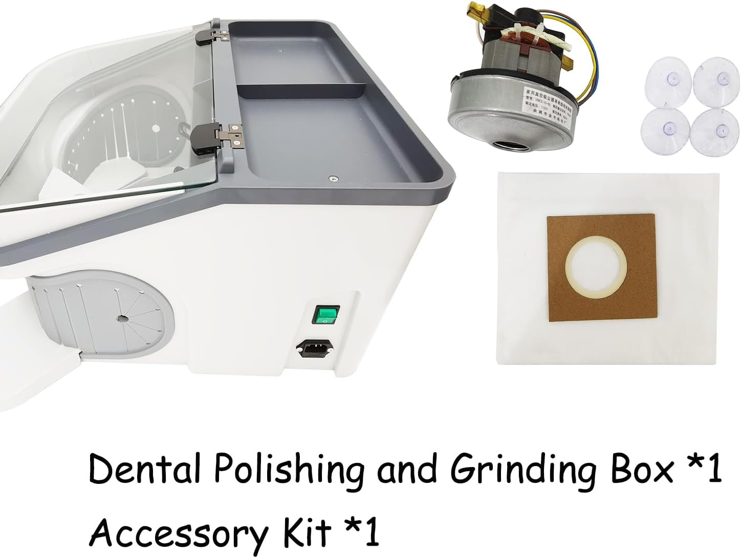 110V Dental Lab Dust Cover Collector Sandblasting and polishing box Built-in Vacuum Cleaner Port and LED Light with 2 Filters Lab Sandblasting Dust Collection Cabinet