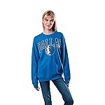 Ultra Game NBA Official Women\'s Extra Soft Fleece Distressed Oversized Pullover Sweatshirt, Dallas Mavericks, Team Color, X-Large
