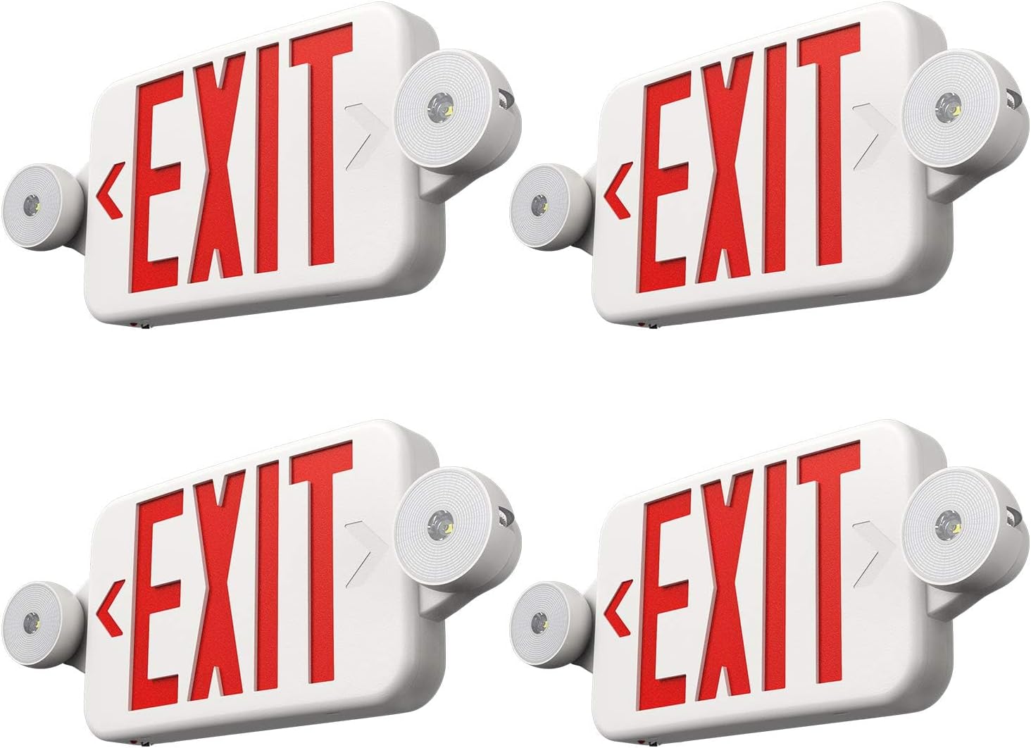 FREELICHT 4 Pack Pink Exit Signal with Emergency Lights, Two LED Adjustable Head Emergency Mild with Battery, Onerous Wired, Exit Signal for Enterprise