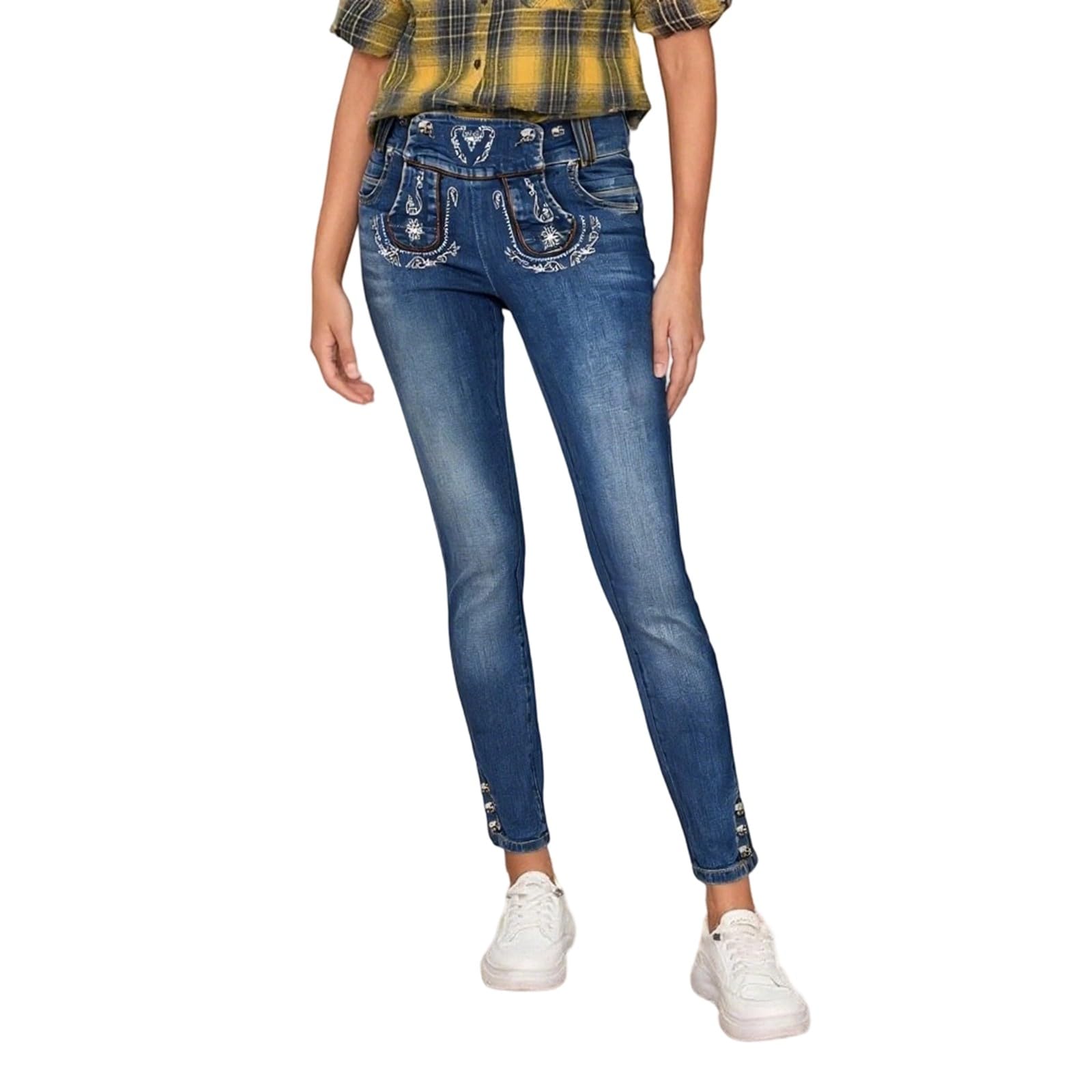 Genérico Pantalones Mujer Comodos, Pantalon Chandal Mujer, Pantalón Vaqueros de Cintura Alta Pierna Recta Detalle Bordado Casuales Cómodos Diario Primavera Otoño Joggers Pantalon