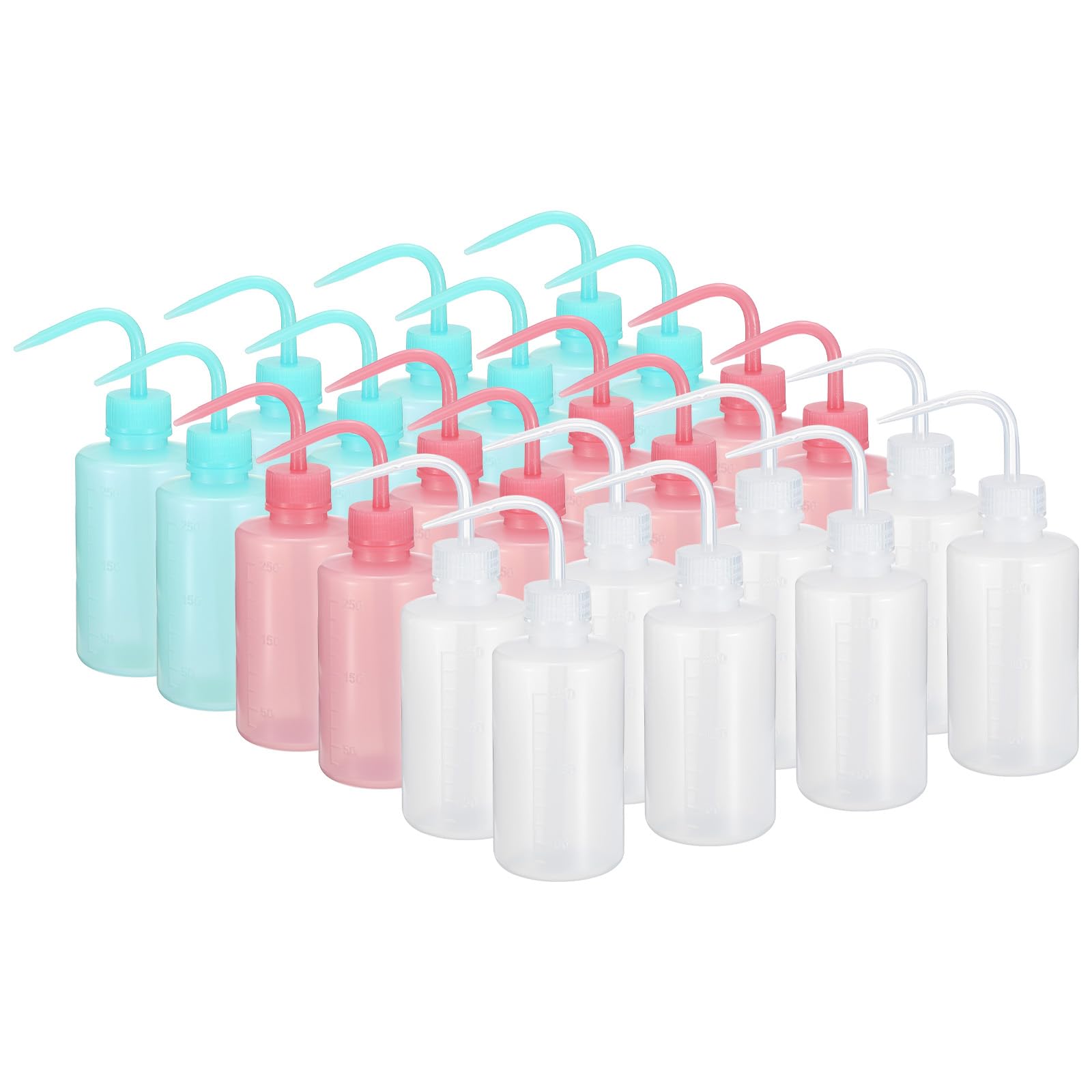 PATIKIL Frasco De Lavado De 250ml 24pcs Frasco De Plástico Con Boca Estrecha Herramientas De Riego De Espuma Para Jabón Verde Limpieza E Irrigación Azul Transparente Rosa