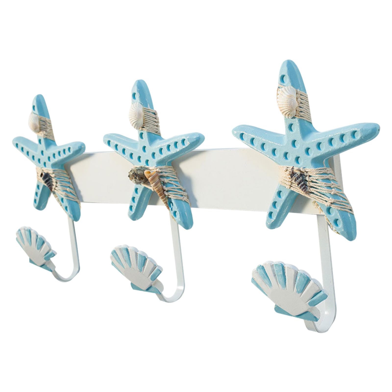 PACKOVE Perchero de Pared Pintado con Temas Náuticos, 3 Ganchos Azul