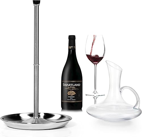 Miniatura 4 de Soporte de secado para decantador de vino con cabeza de silicona para evitar arañazos, estante desmontable con base de captura de goteo, decantador